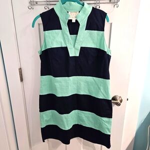 STS SAIL TO SABLE Women's Small Classic Tunic Dress Aqua/Navy Sleeveless